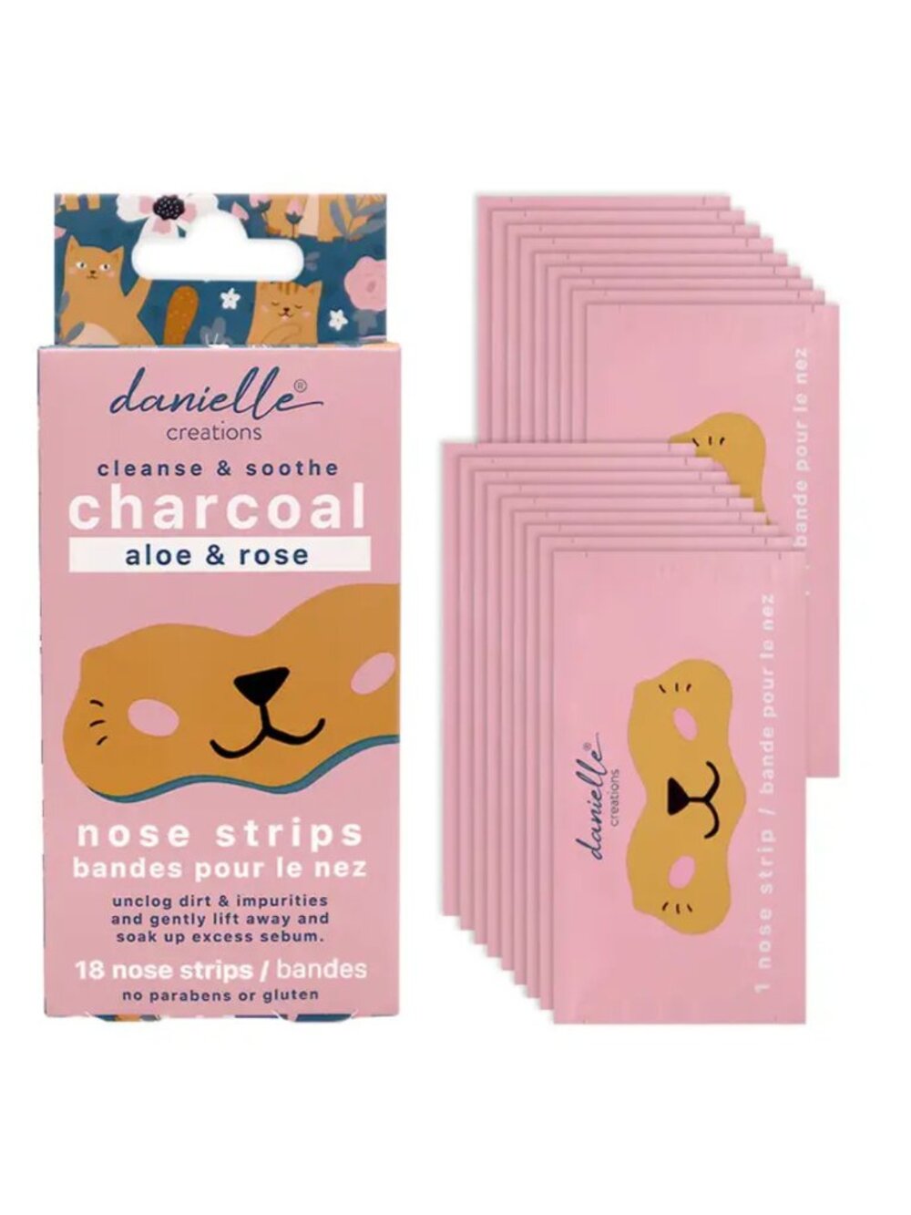 ❤️5/$25 Danielle Creations Cat Nose Strips Charcoal Aloe Rose NEW